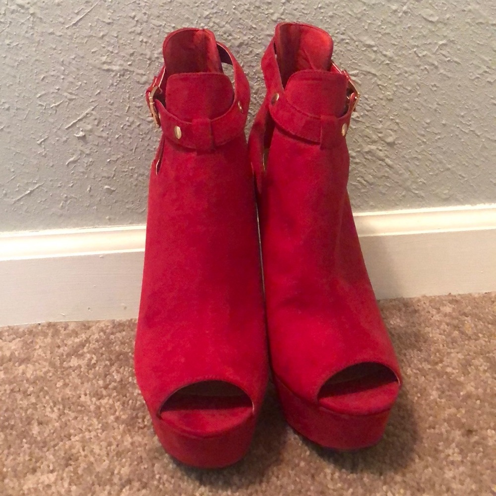 Red platform heels